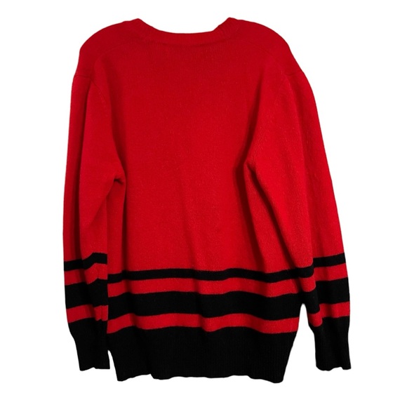 Vintage Preppy Evan Picone Red Black Lamb'swool Angora Blend Cardigan Sz M EUC - Picture 3 of 13